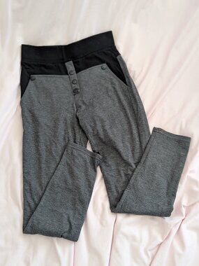 Green Tea Grey Black Trim Lounge Leggings Size S/M